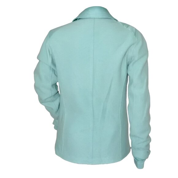 Carlisle Vintage Blue-Green Aqua Seafoam Boiled Wool Blazer Jacket Coat Top 2 - Picture 4 of 4